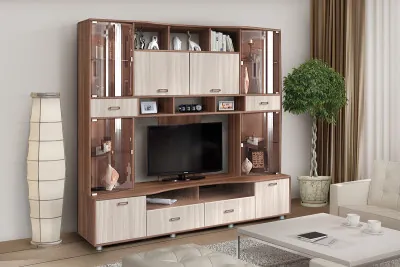 Гостиная Аллегро Вариант №4, Ясень Темный/Светлый