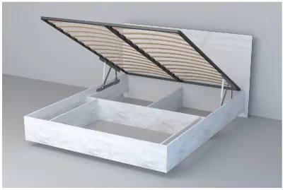 Кровать 1,4 арт.031 (ЛДСП) ПМ. (Бетон Светлый/Белый Глянец)