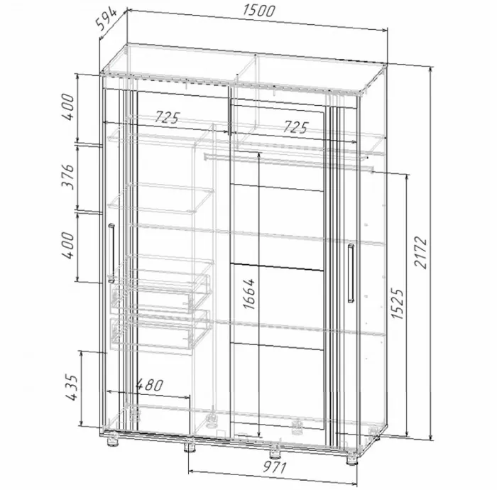 Форест Шкаф-купе 1500, крафт белый