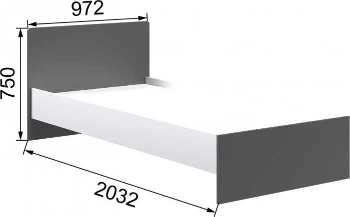 Кэнди Кровать 0,9 ККР-2 графит/белый