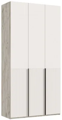 Марвэл Шкаф 3-х створчатый 1200, с доп.ящиками, Крафт серый/Кашемир