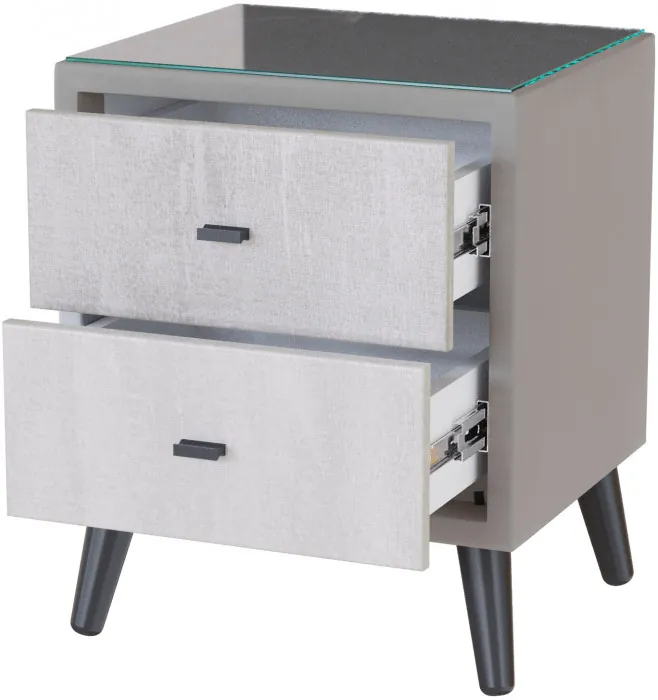 Тумба прикроватная интерьерная Ланс светло-серый/мдф холст белый