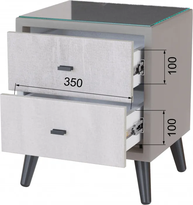 Тумба прикроватная интерьерная Ланс светло-серый/мдф холст белый