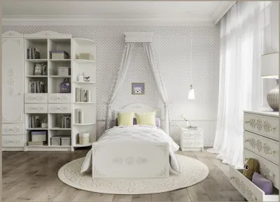 Модульная детская Ки-Ки композиция 7, Белый/Белое дерево