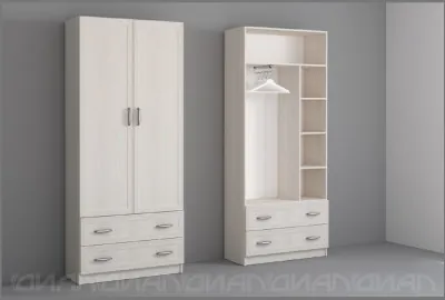 Колибри Шкаф 2-створчатый/ящики, рамка, Бодега белая/Сандал светлый