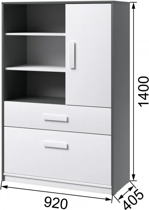 Кэнди Шкаф книжный КШ-2 графит/белый