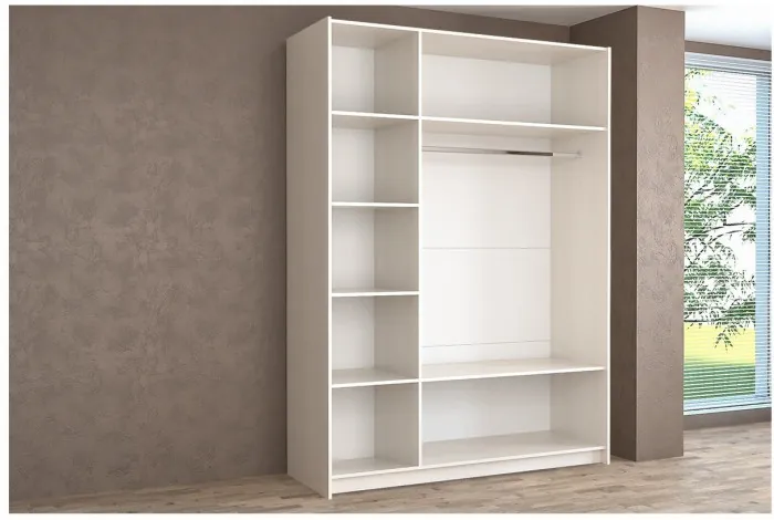 Шкаф-купе Иннэс-5 1400 Ф3/Ф3, Белый глянец/Бодега белая