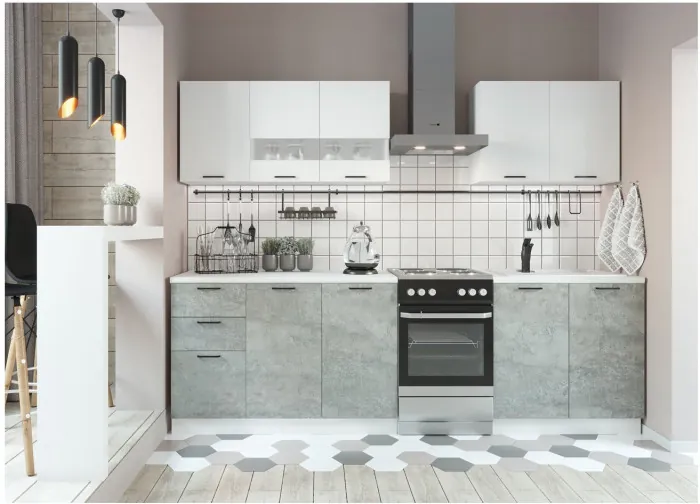 Кухонный гарнитур ЛДСП Дуся 2000, Бунратти / Белый бриллиант/Белый