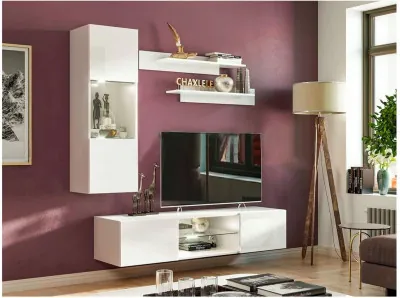 Гостиная Флорис, вариант №7 (Белый глянец, Белый)