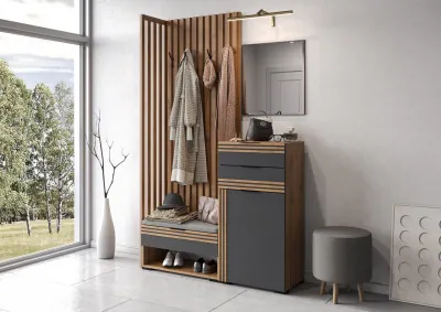 Прихожая Нао, набор №12, Дуб вотан/Графит, Вотан, Симпл 27