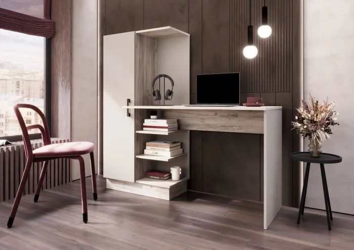 Стол компьютерный №1, Крафт серый/Кашемир