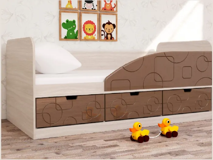 Кровать Бриз-4 80х160 Квадрат (Ирис/Белый/Левый)