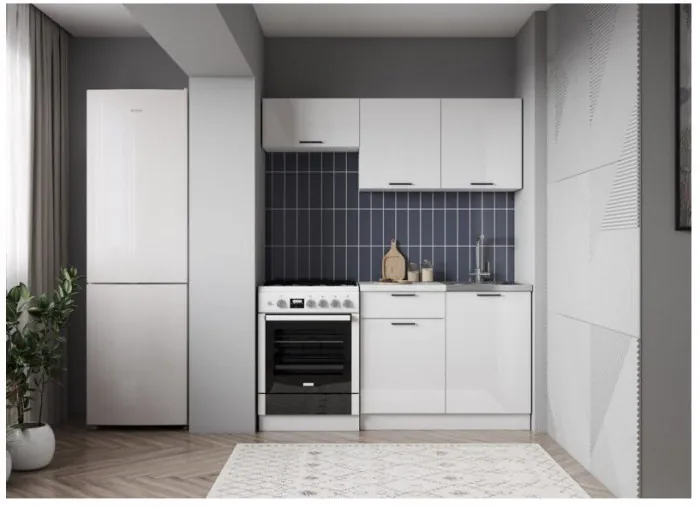 Кухонный гарнитур ЛДСП Дуся 1600, Бунратти / Цемент/Белый