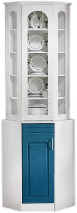 Буфет Констанция угловой (Белый матовый / голубой)