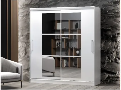 Шкаф-купе Альянс-10 ЛДСП 2000 + зеркала (Белый)