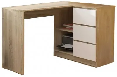 Челси Стол письменный угловой (Белый глянец, Дуб Сонома)