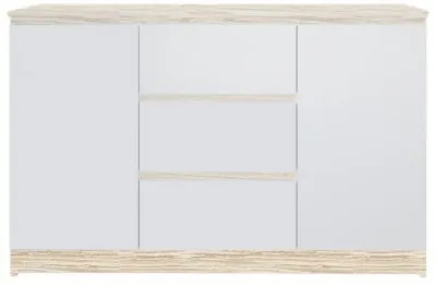 Челси Комод 1200 (2 двери 3 ящика) (Белый глянец, Дуб Сонома)
