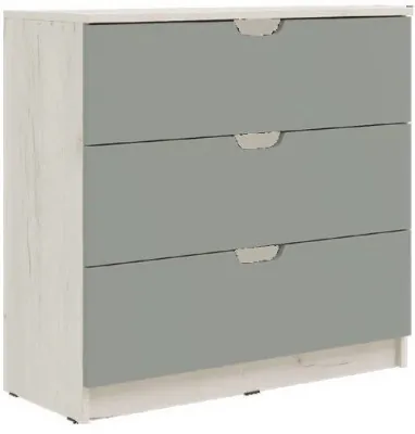 Юниор-4 Комод 3 ящика (800) (Шарли бриз, Крафт белый)