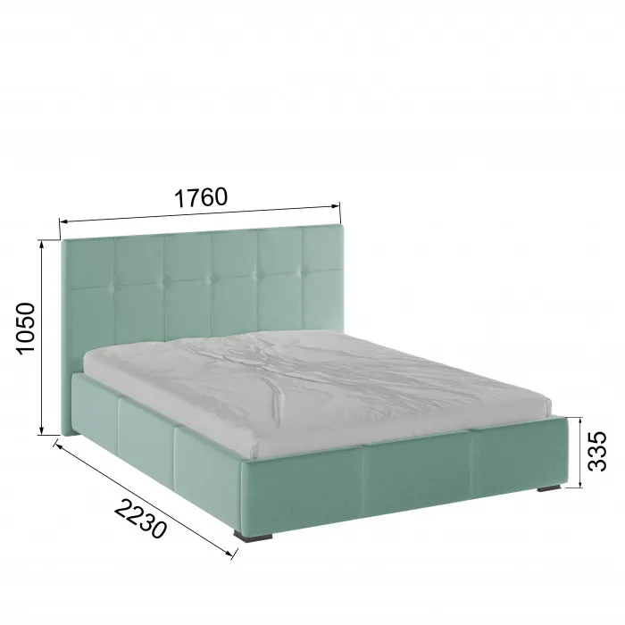 Рио Кровать интерьерная 160 мятный квадрат, ортопед