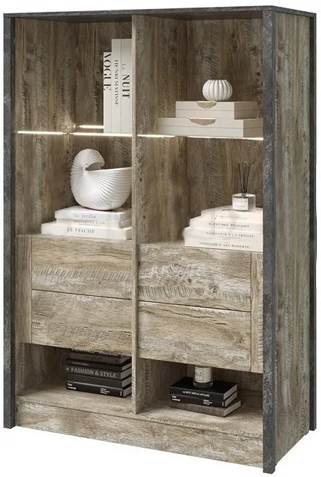 Амели Шкаф стекло (Дуб Юкон / Бетон темный)