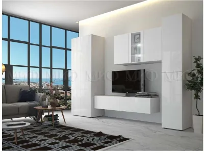 Гостиная Флорис вариант 3 (Белый глянец, Белый)