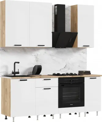 Кухня Рио NEW ЛДСП 2,0/900м (490) Компановка №2 Белый глянец, Дуб Крафт