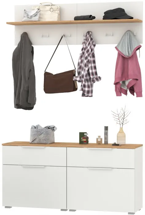 Октава Прихожая 03, белый шагрень/дуб крафт золотой/фасады МДФ белый шагрень