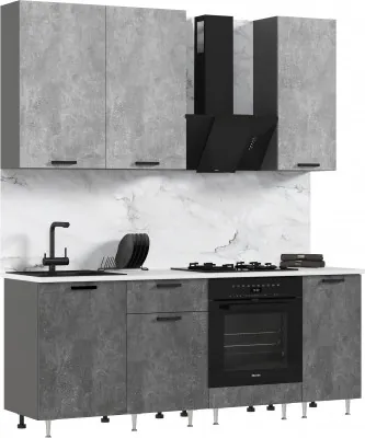 Кухня Рио NEW ЛДСП 2,0/900м (490) Компановка №2 Бетон светлый/Бетон темный, Графит