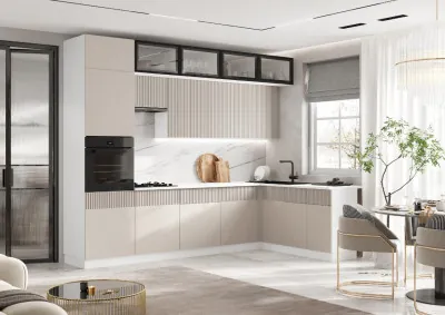 Кухня Оливия NEW 3,0х1,8м Кашемир/Белый (Антарес)