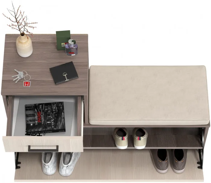 Лира ГК 2-0714бод.тем/св Тумба под обувь, цвет бодега тёмный/бодега светлый, ШхГхВ 100х33х75,5 см., универсальная сборка