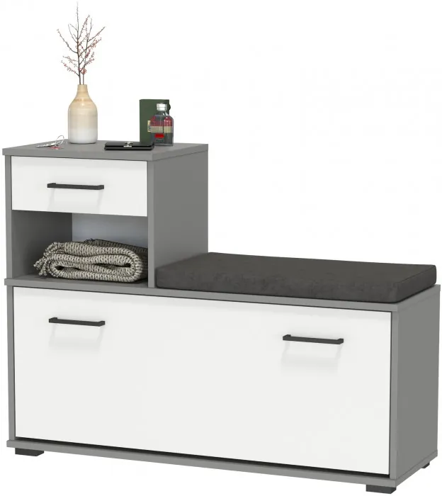 Лира ГК 2-0714граф/бел Тумба под обувь, цвет графит/белый, ШхГхВ 100х33х75,5 см., универсальная сборка