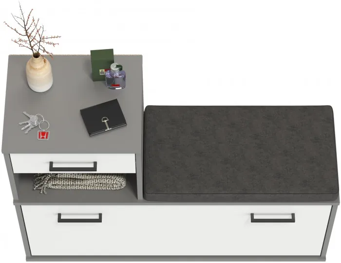 Лира ГК 2-0714граф/бел Тумба под обувь, цвет графит/белый, ШхГхВ 100х33х75,5 см., универсальная сборка