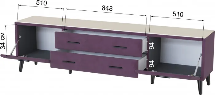 Тумба ТВ интерьерная 2,0 Пай винный/мдф клен кремовый
