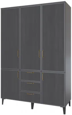 Толедо Шкаф 3-х створчатый с ящиками ТШ-24 графит серый