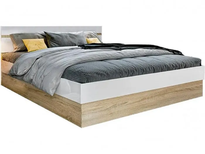 Ким Кровать с подъемным механизмом 160, сонома / белый глянец