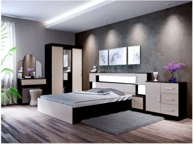 Модульная спальня , композиция 2 (Венге / дуб беленый)