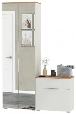 Октава Прихожая 09, белый шагрень/дуб крафт золотой/фасады МДФ белый шагрень