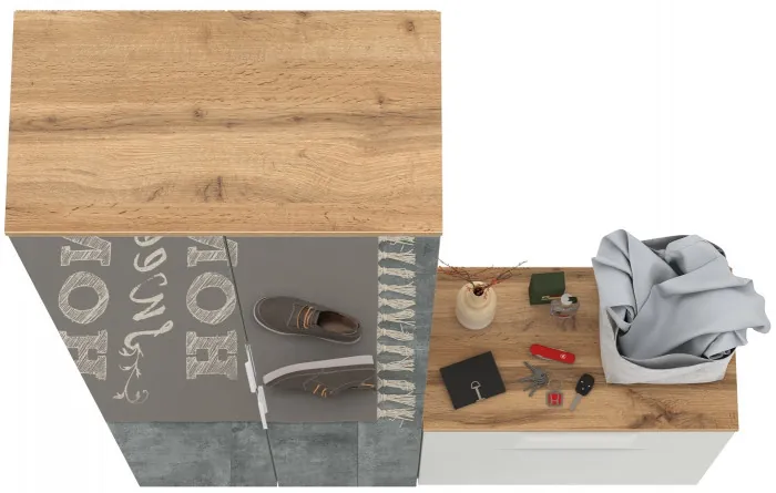 Октава Прихожая 09, белый шагрень/дуб крафт золотой/фасады МДФ белый шагрень