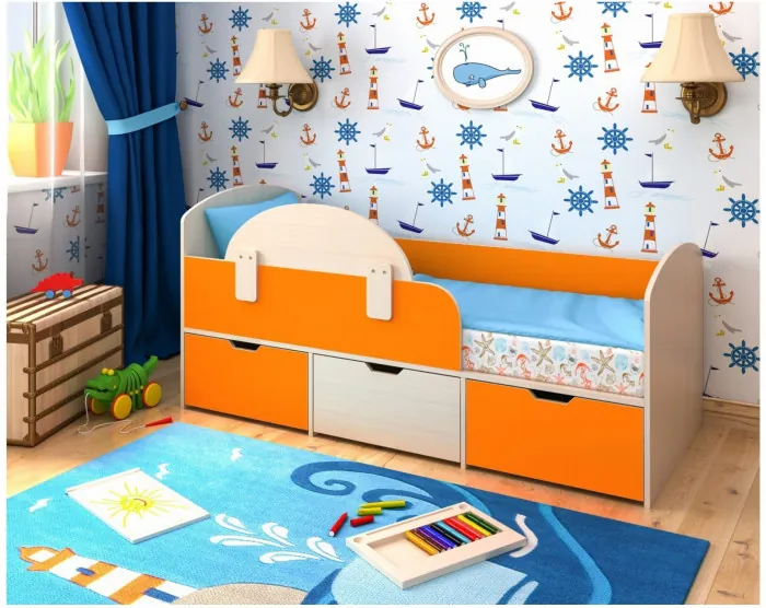 Кровать Малыш Мини (Белое дерево/Лайм)