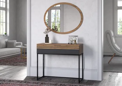 Туалетный столик + Зеркало Нао, Дуб вотан/Графит