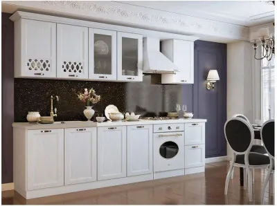 Кухня МДФ 2000 Милано Компоновка №2 (Белый, Белый)