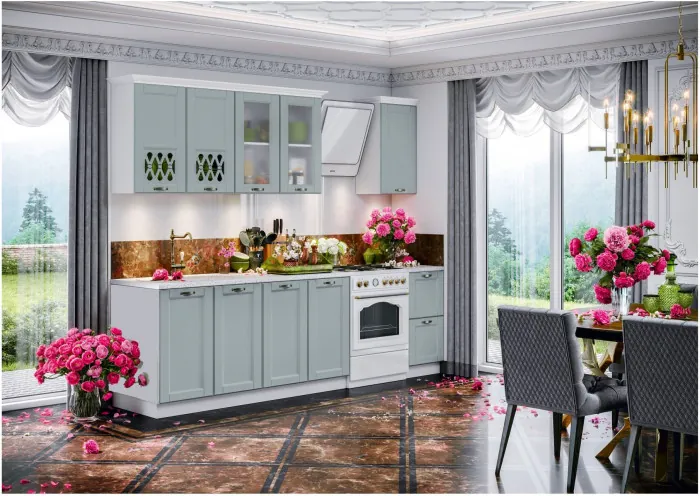 Кухня МДФ 2000 Милано Компоновка №2 (Белый, Белый)