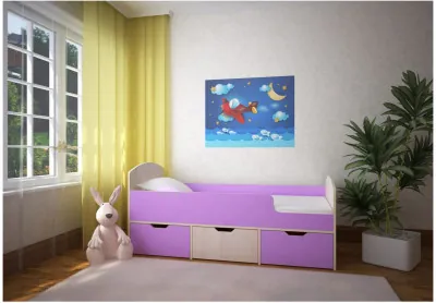 Кровать Малыш Мини (Дуб молочный/Ирис)