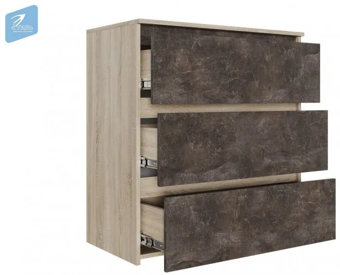 Милано-1 Комод (Ателье темное, Дуб сонома светлый)