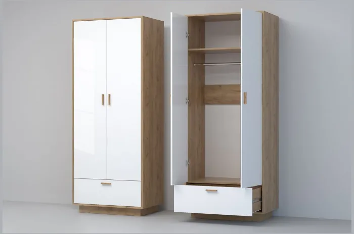 Модульная прихожая ЭГО 1 (Белый глянец/Дуб Крафт Золотой)