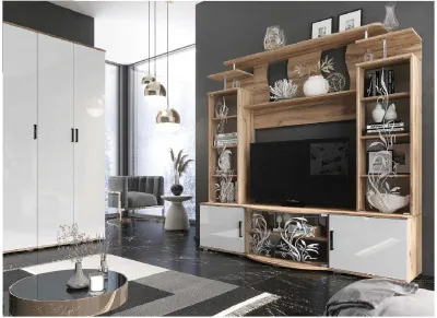 Модульная гостиная Виста (Дуб крафт/ Белый Глянец)