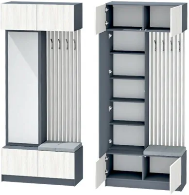 Иннэс-10 Вешалка, Графит\Ясень Анкор Св.\Зеркало