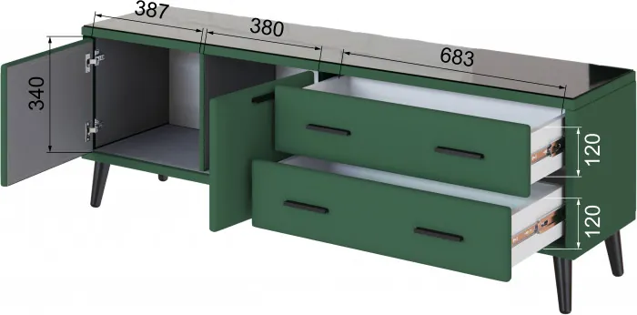 Тумба ТВ интерьерная Виго 1,6 изумруд