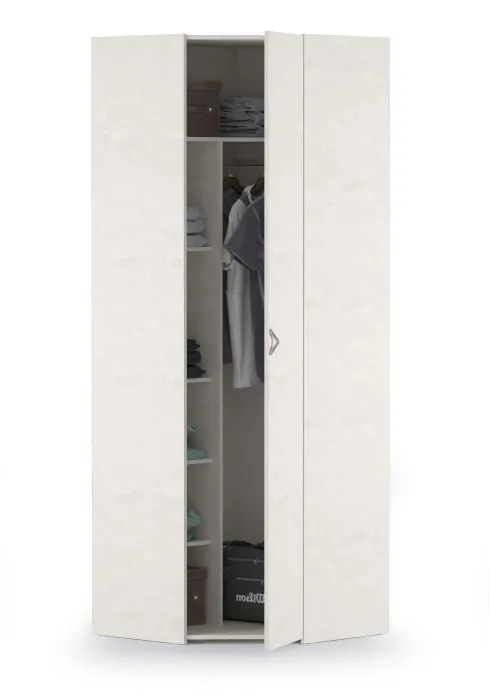 Амели Шкаф для одежды 13.131(угловой), цвет шёлковый камень, ШхГхВ 81,3х81,3х230 см., универсальная дверь