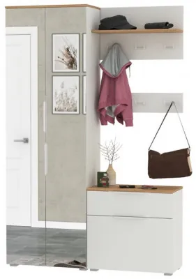 Октава Прихожая 12, белый шагрень/дуб крафт золотой/фасады МДФ белый шагрень